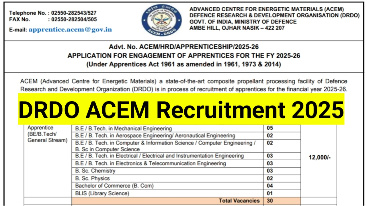 DRDO-ACEM-Recruitment-2025