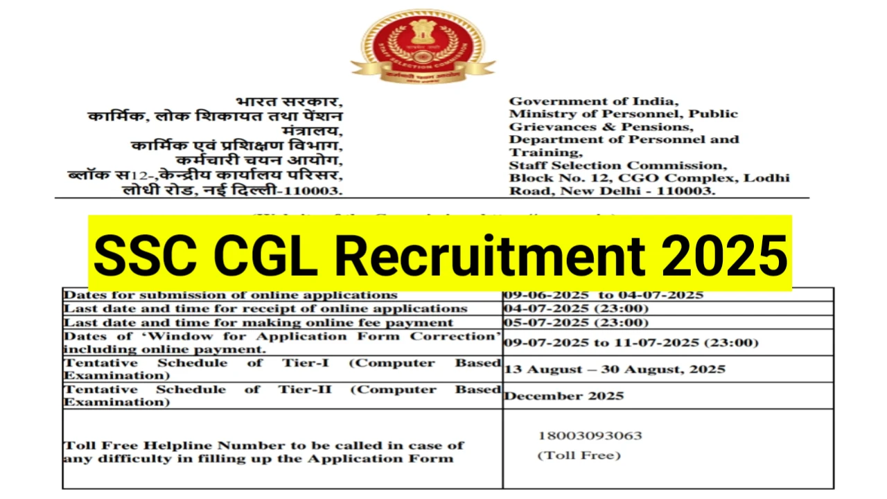 SSC CGL Notification 2025